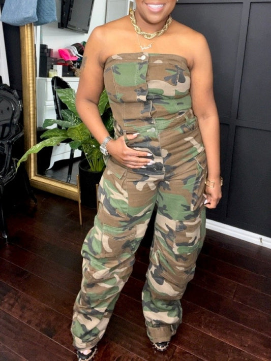 Camo Sleeveless Jumpsuit