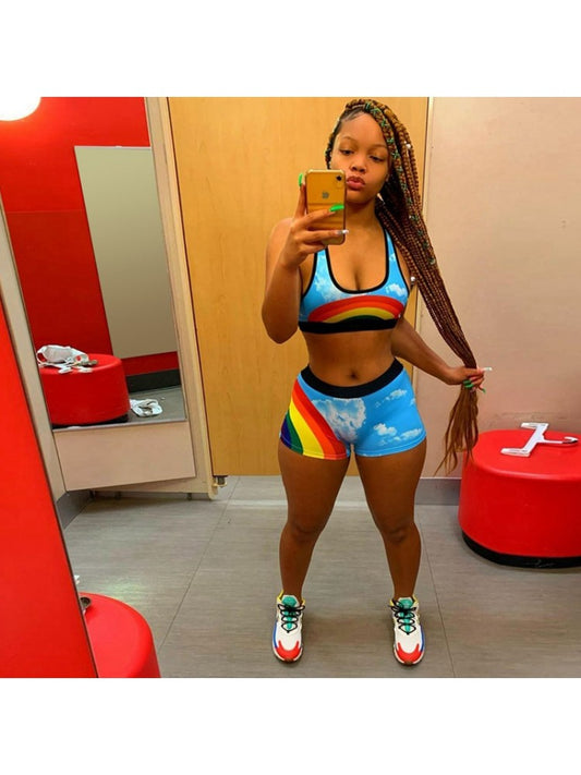 Rainbow Print Short Set