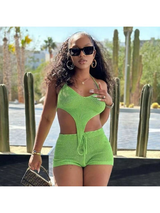 Knitted Halter Short Set