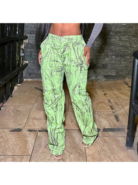 Wooded Print Cargo Pants