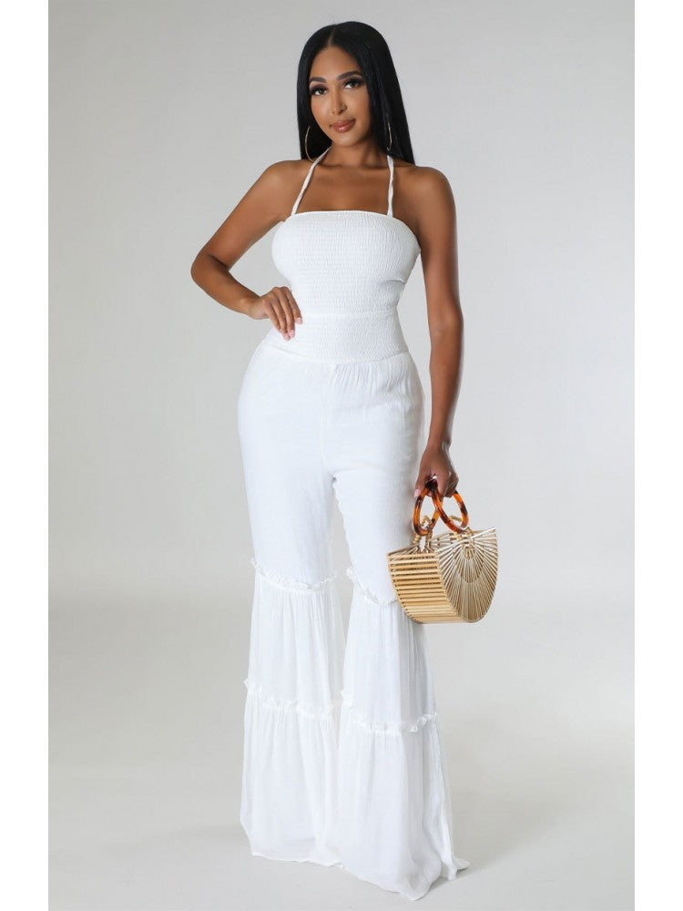 Ruched Backless Jumpsuit