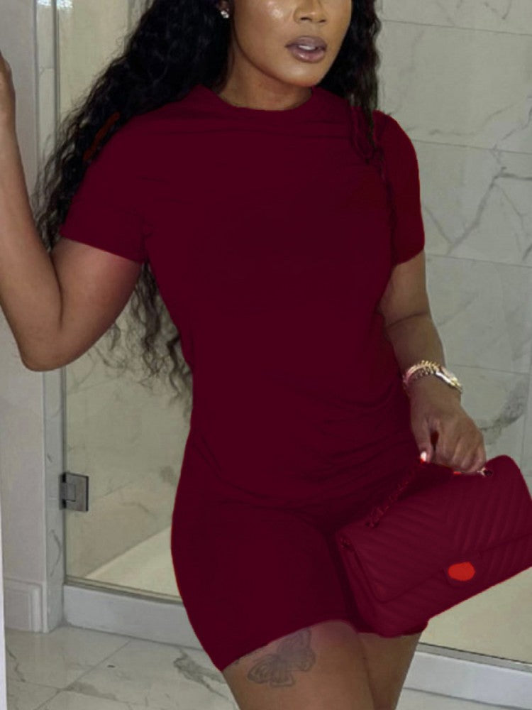 Plain Biker Short Set