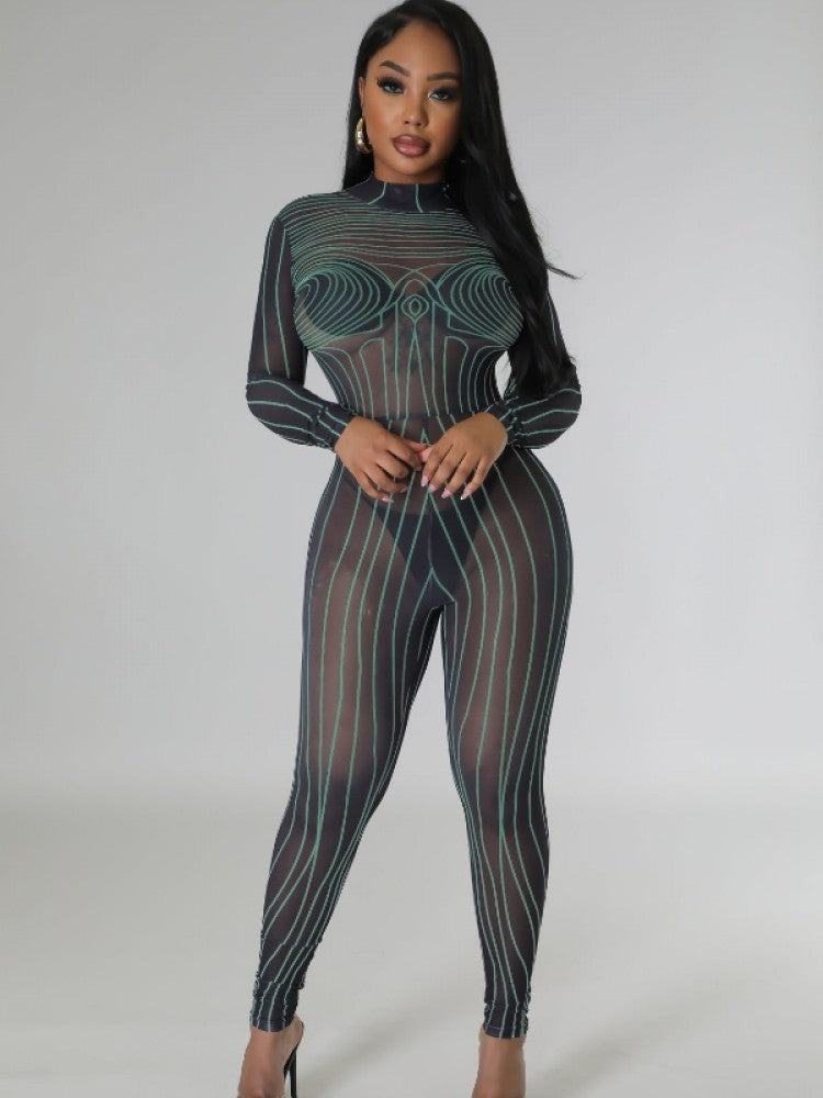 See Through Lines Jumpsuit