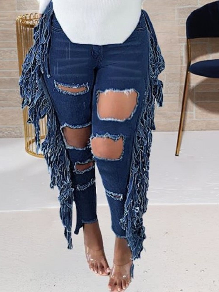 Ripped Tassel Jeans