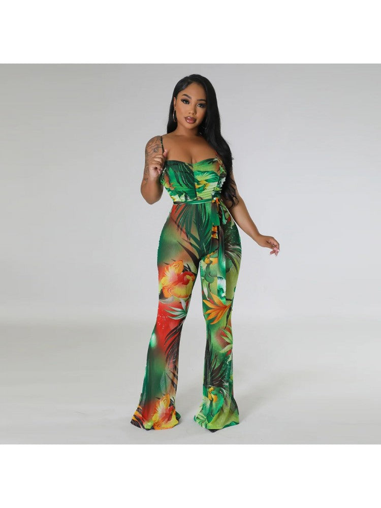 Sexy Beach Print Jumpsuit