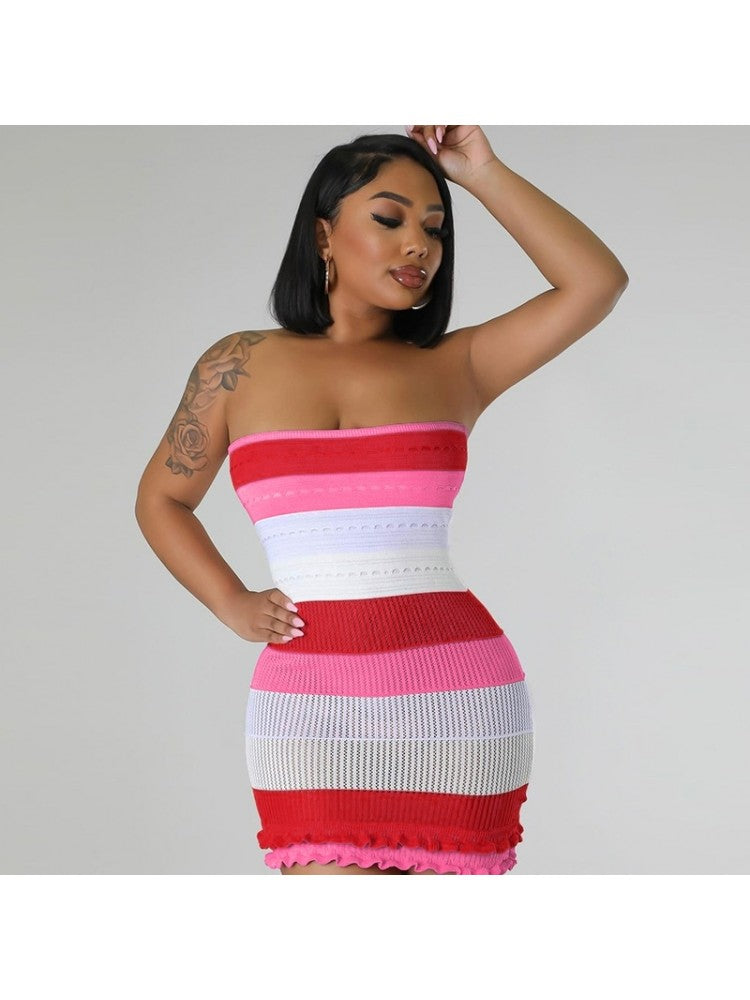 Striped Strapless Dress