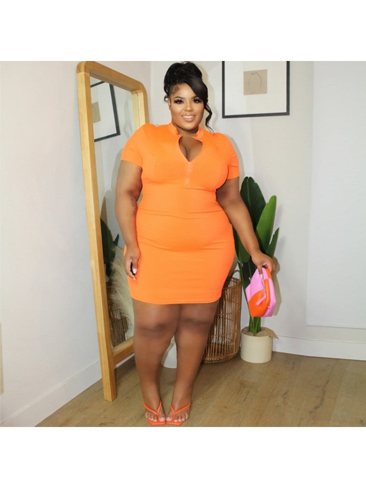 Plus Size Pure Color Dress