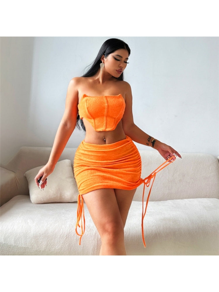 Strapless Crop & Skirt Set