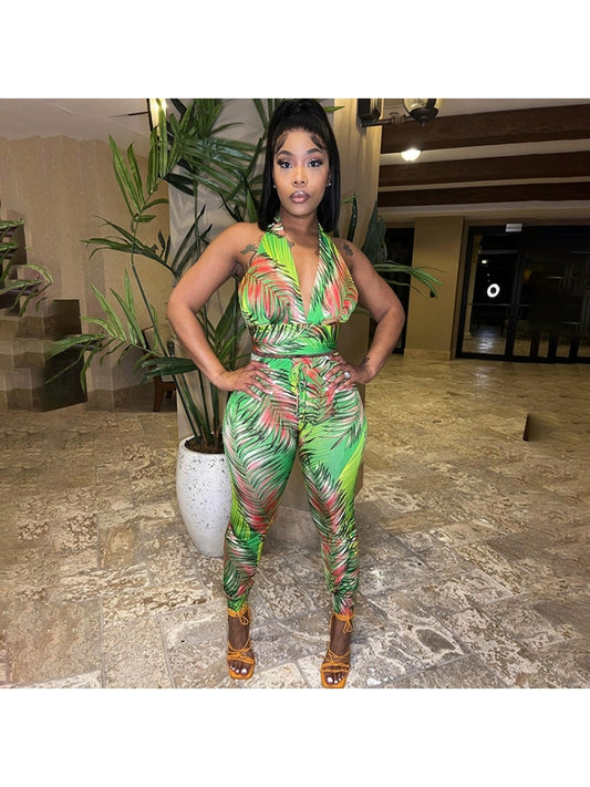 Green Backless Trouser Set