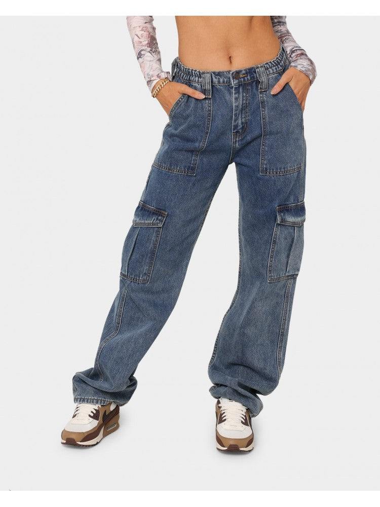 Patchwork Pocket Jeans