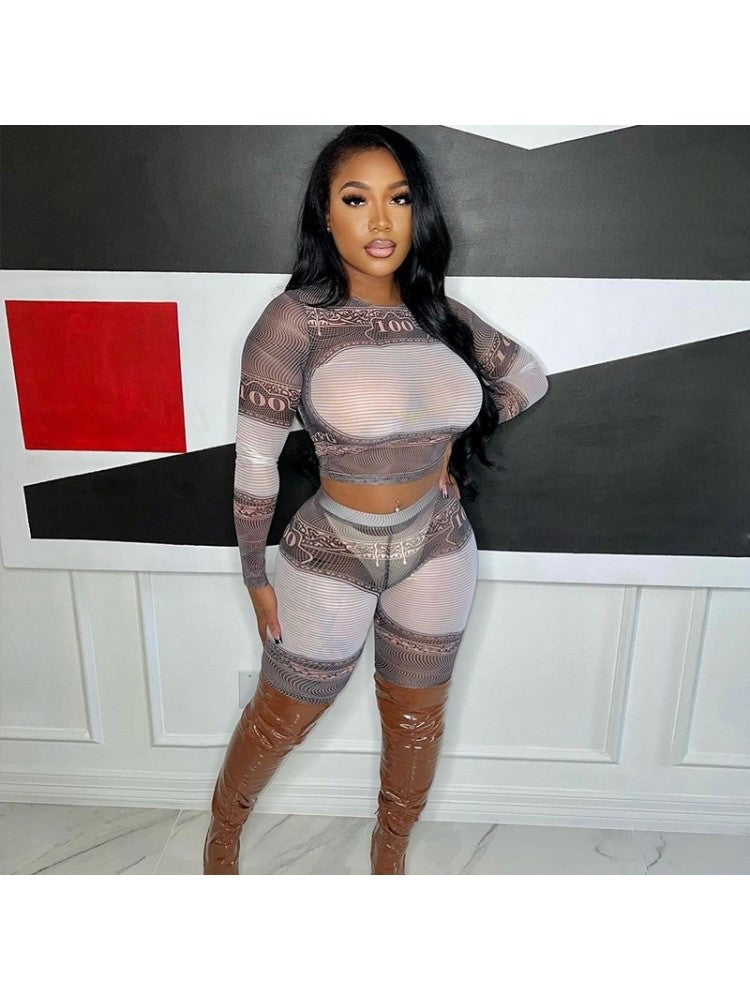 Sexy Mesh Biker Short Set