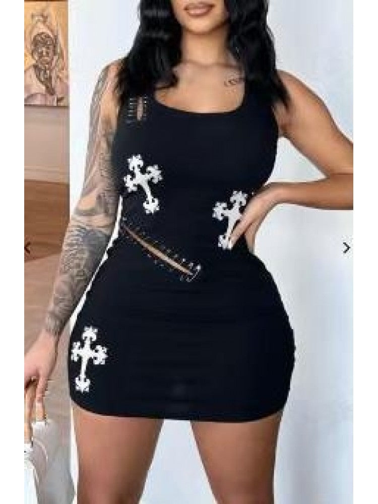 Black Cross Mini Dress