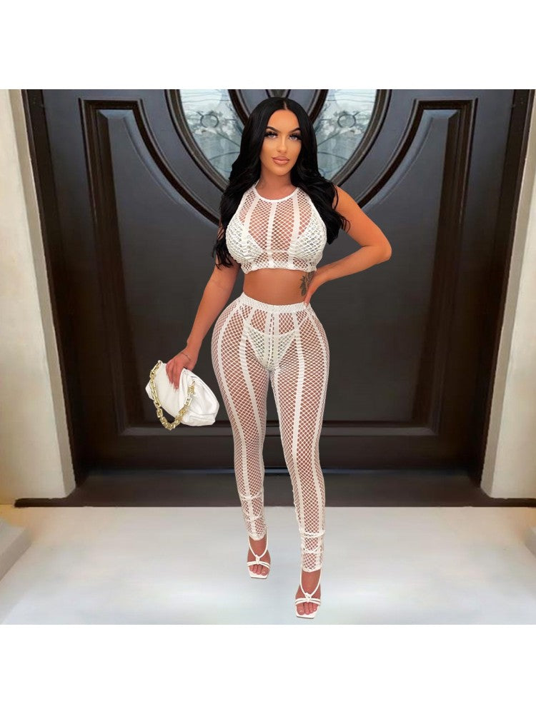 See Through Crop and Pants Set