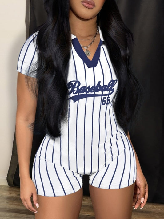 Baseball Print Romper