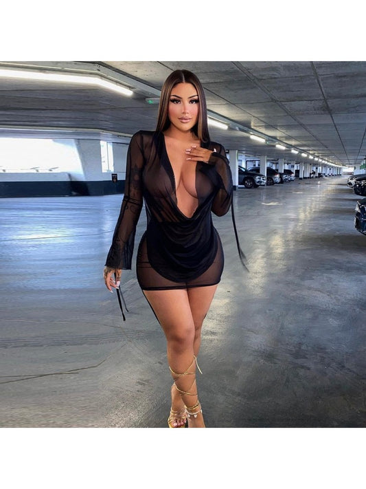 Night Out Deep V Neck Mini Dress