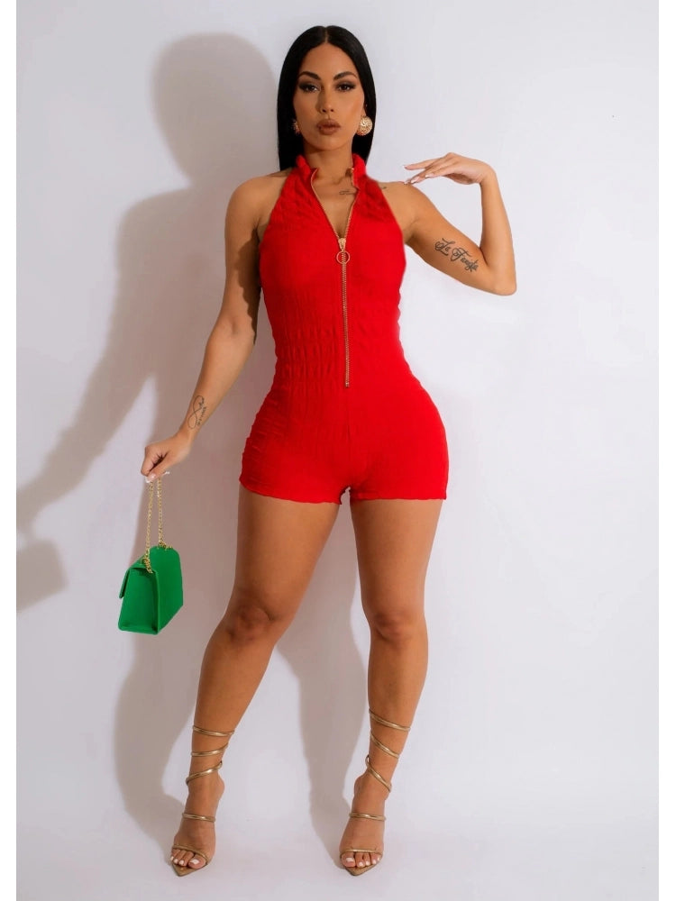 Zipper Sleeveless Romper