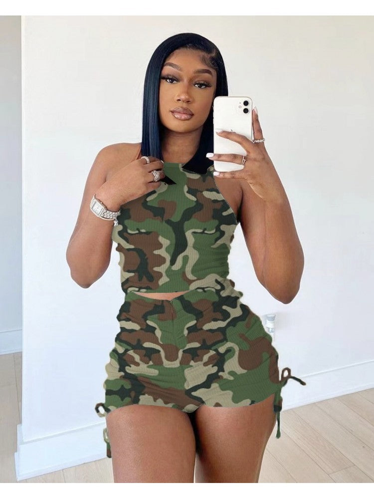 Sleeveless Camo Short Set