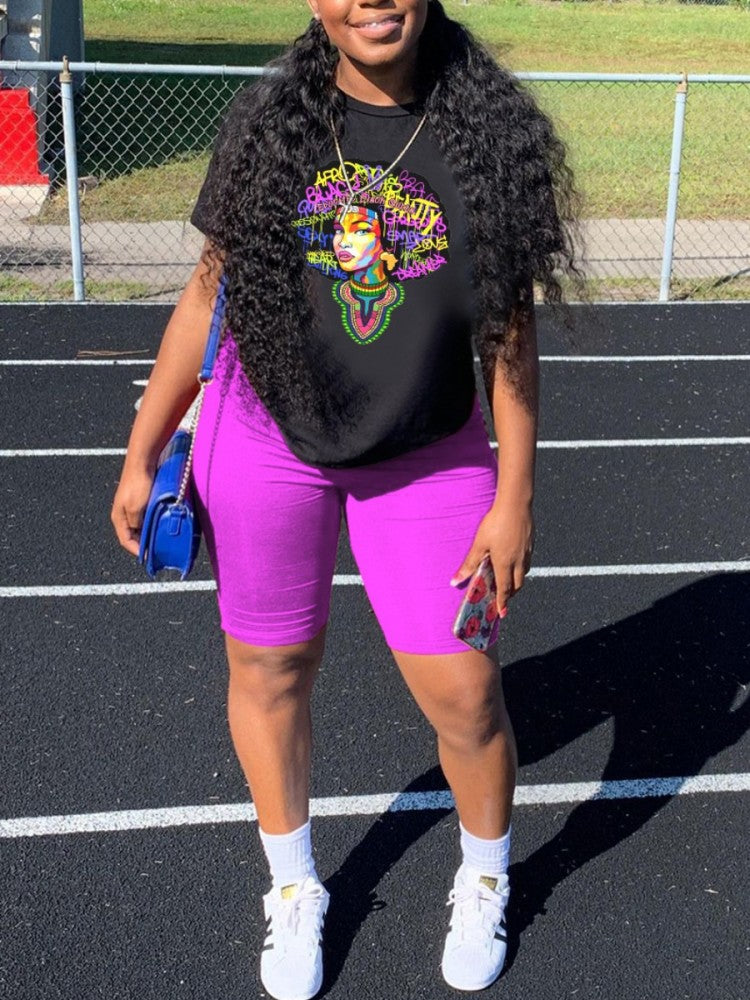 Graphic Tee & Biker Short Set