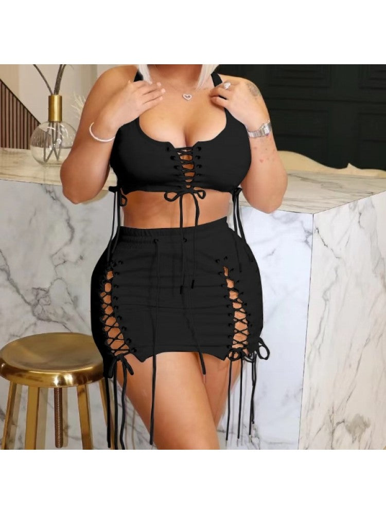 Drawstring Skirt Set
