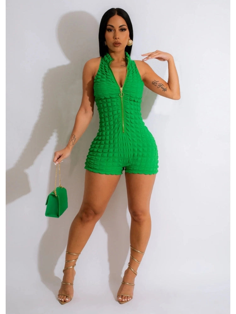 Zipper Sleeveless Romper