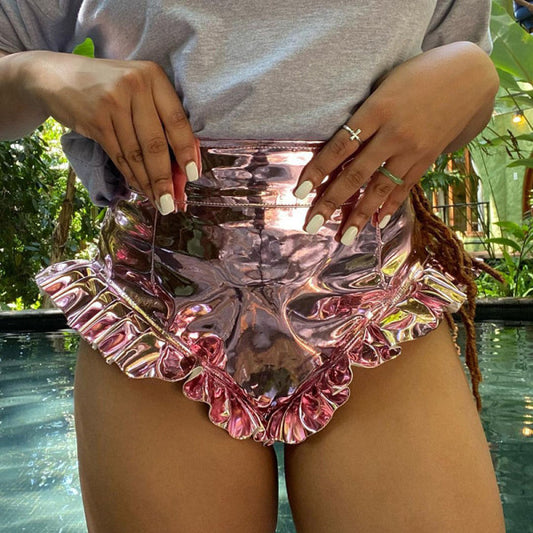 Ruffle Shiny Shorts