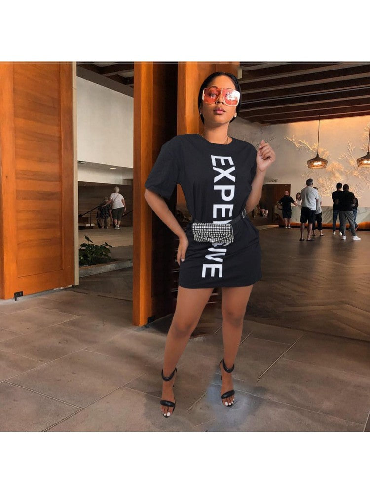 Loose Letter Short Sleeve Dress