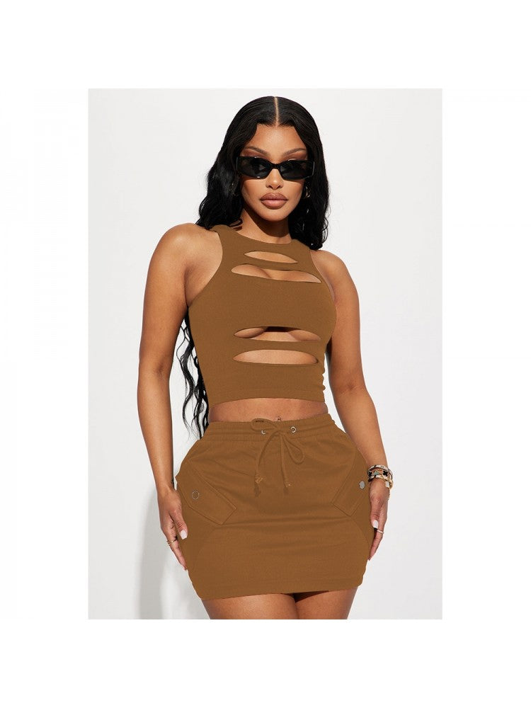 Sexy Ripped Shirt & Skirt Set