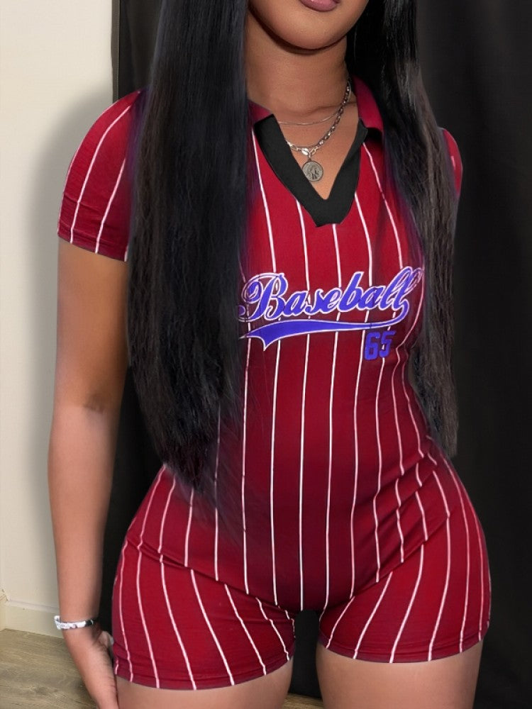 Baseball Print Romper