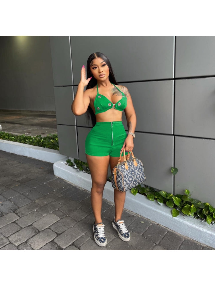 Pure Color Shorts Set