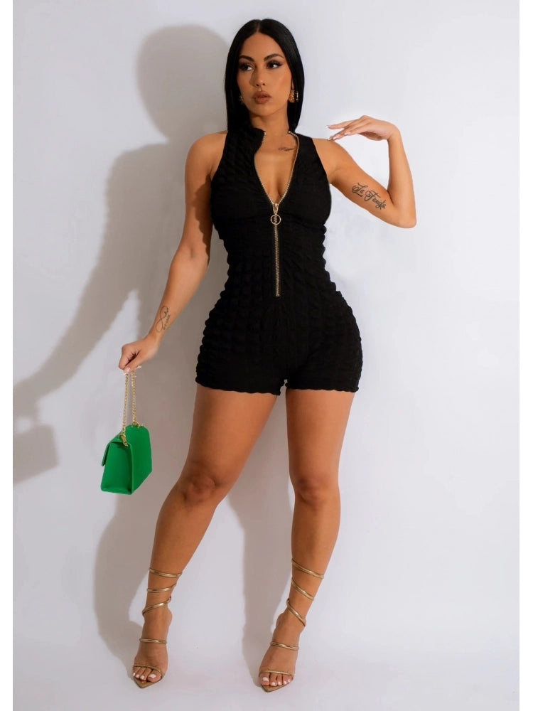 Zipper Sleeveless Romper