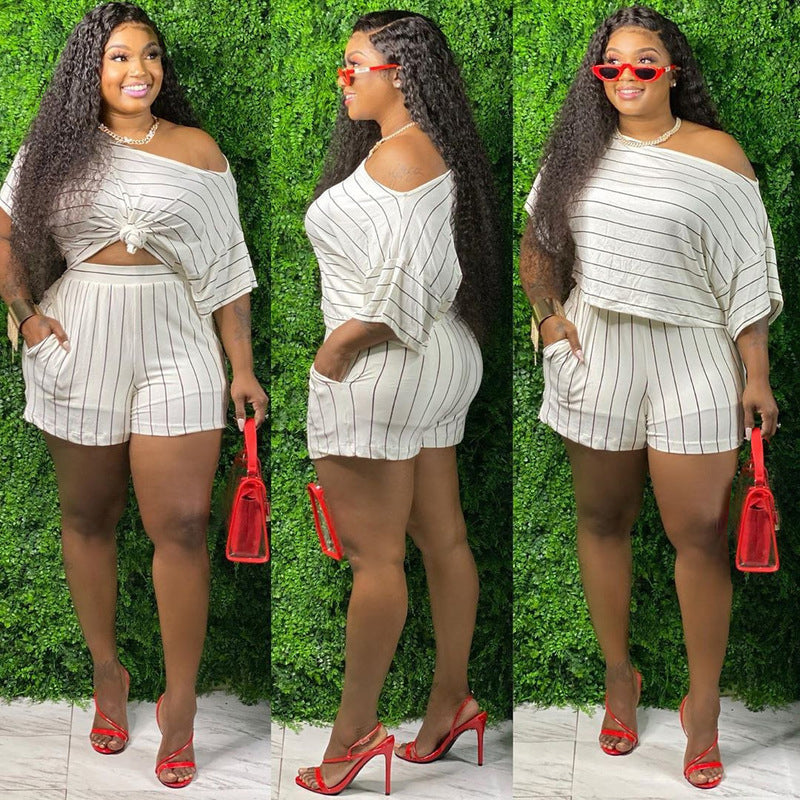 Plus Size Striped Set