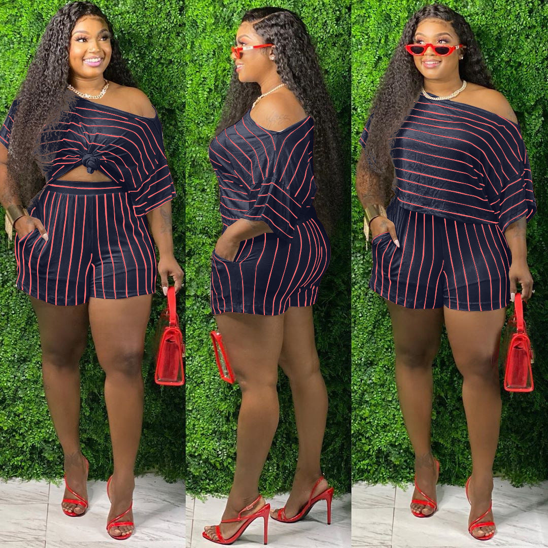 Plus Size Striped Set