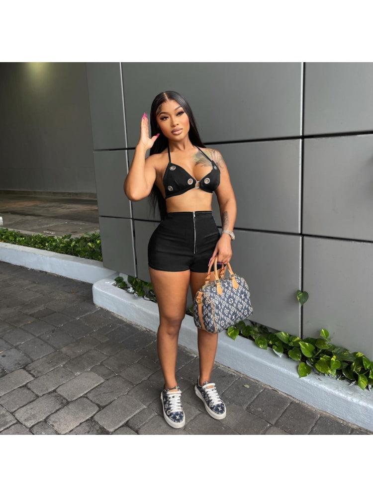 Pure Color Shorts Set