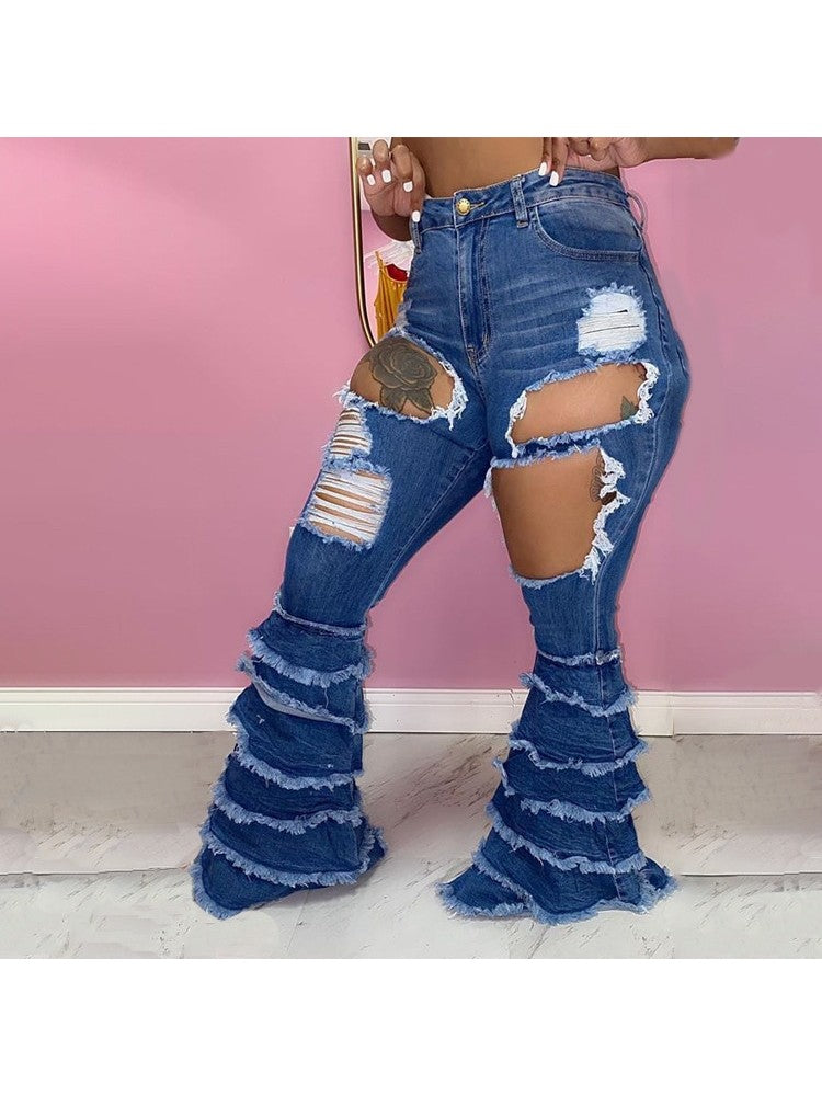 Ripped Bell Bottom Jeans