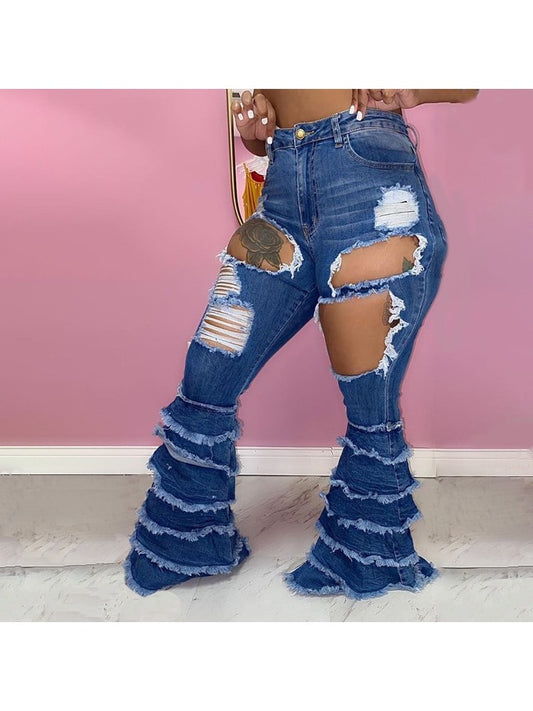 Ripped Bell Bottom Jeans
