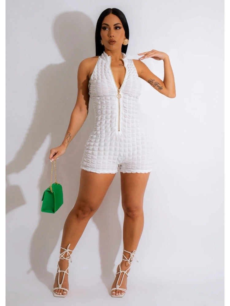 Zipper Sleeveless Romper