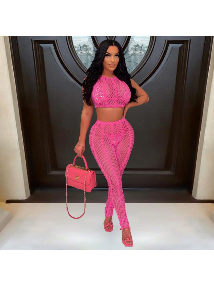 See Through Crop and Pants Set