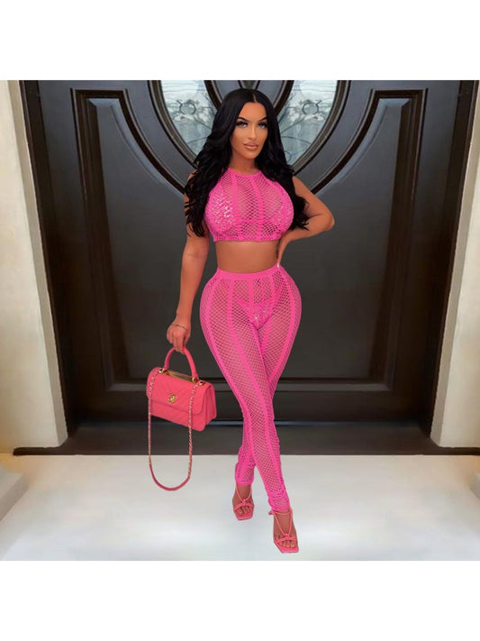 See Through Crop and Pants Set