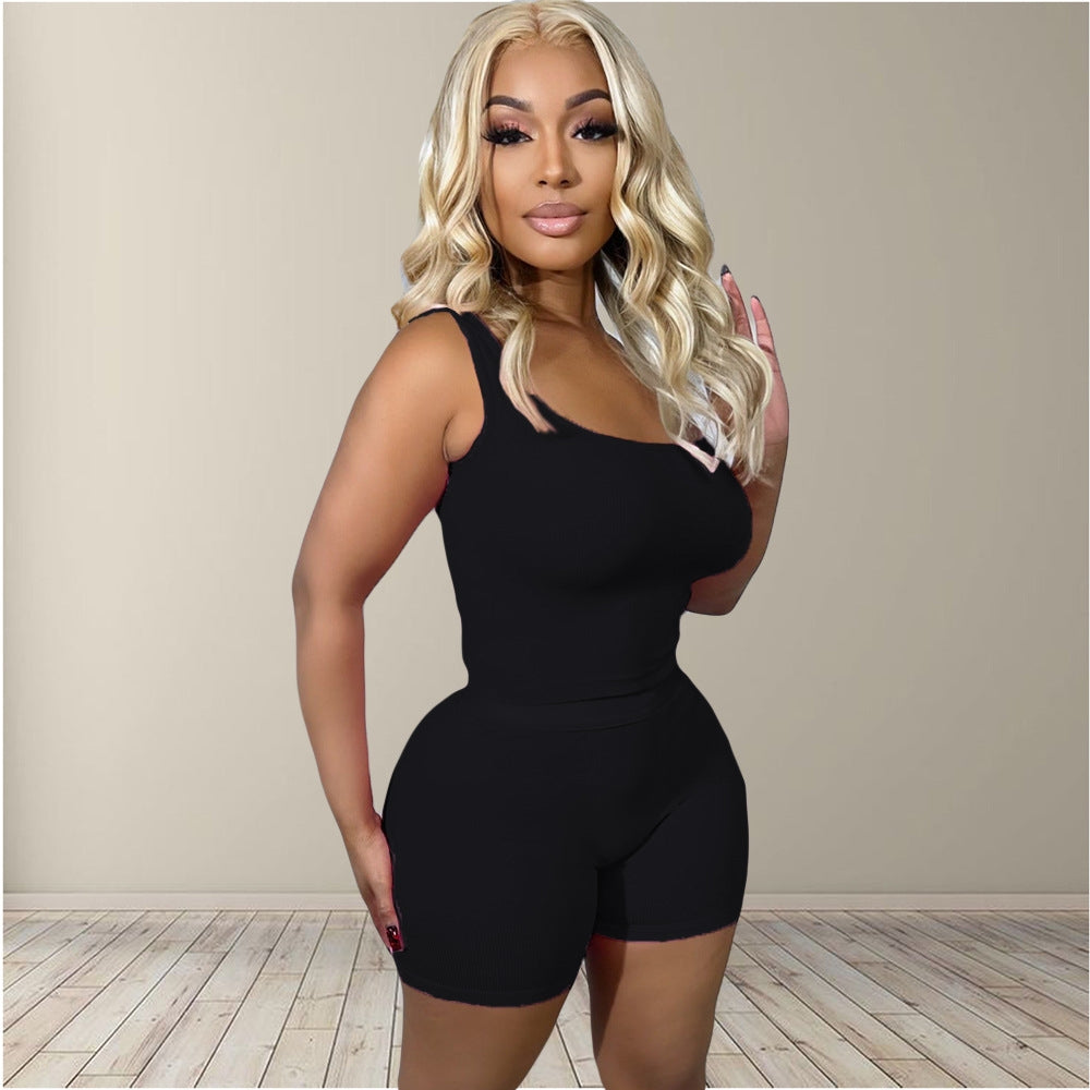 Plain Sleeveless Short Set