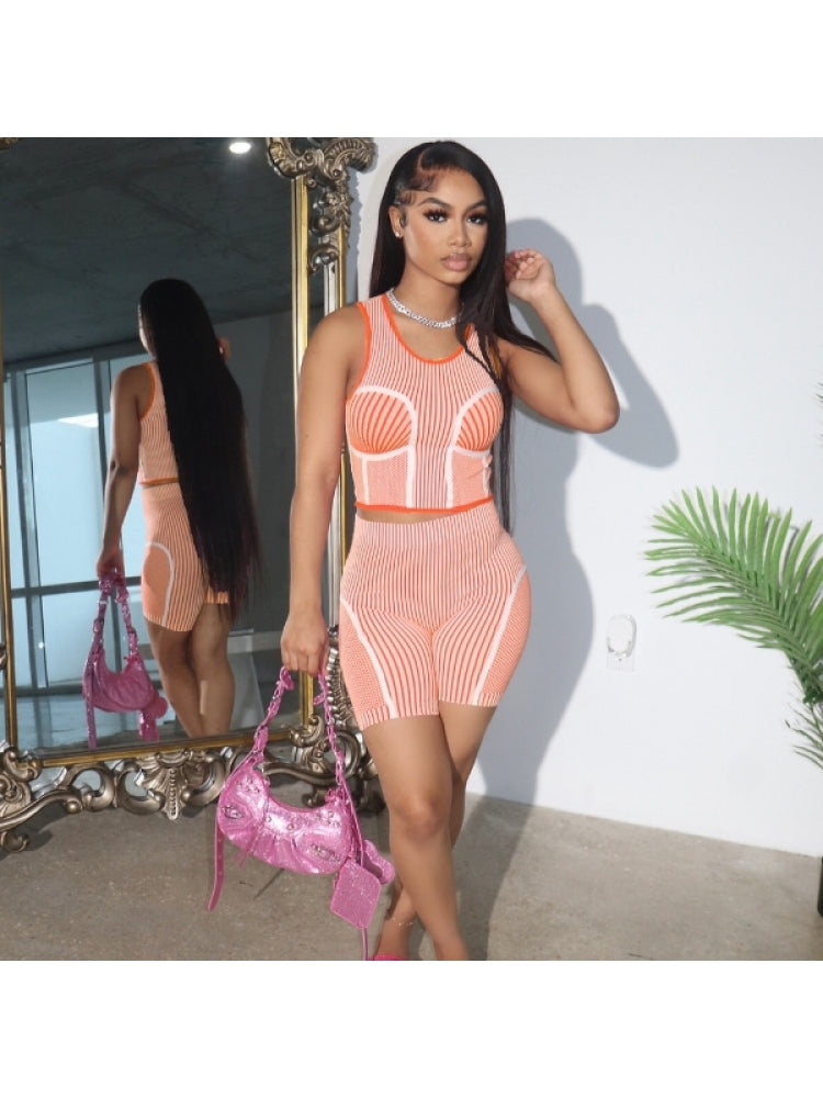 Lines Biker Short Set