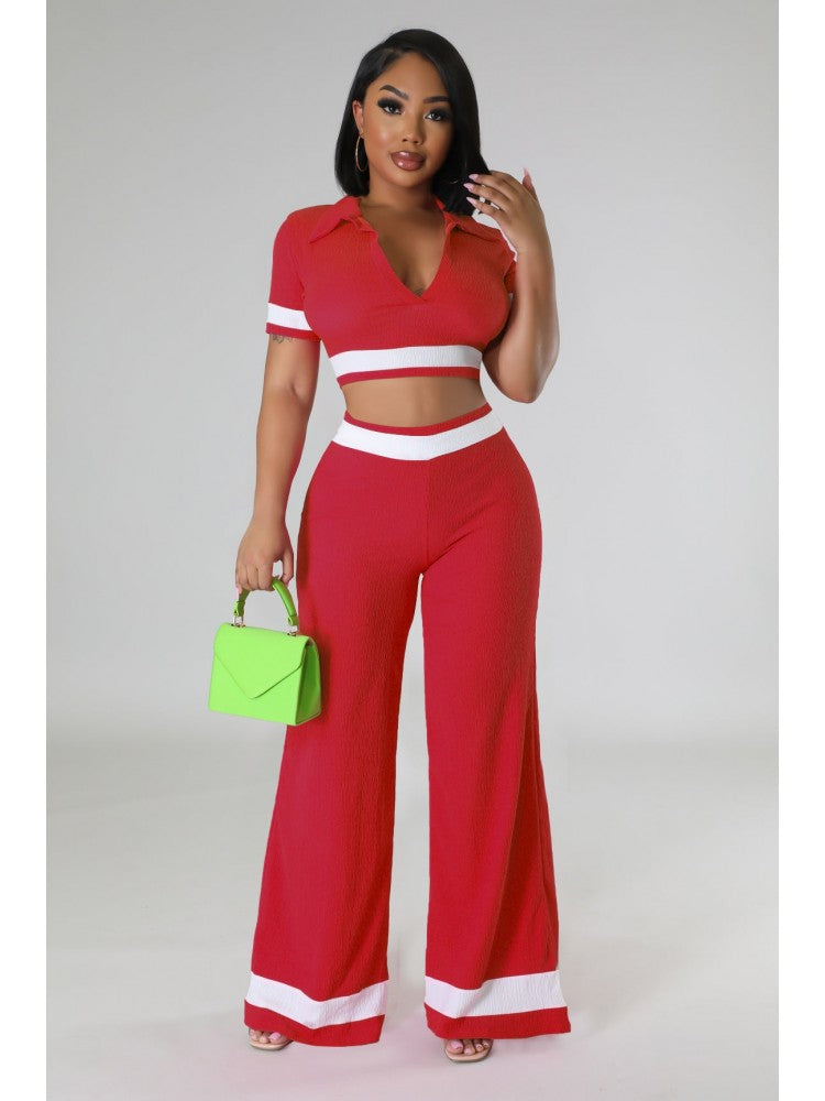 Contrast Color Trouser Set