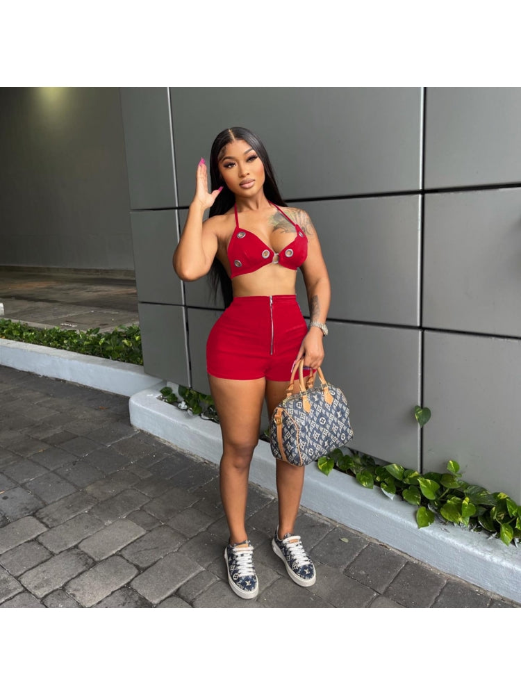 Pure Color Shorts Set