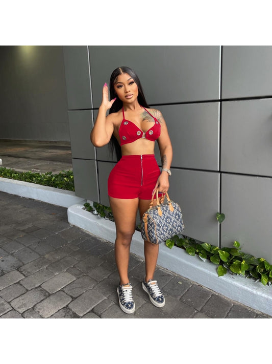 Pure Color Shorts Set