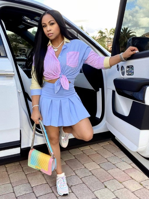 Plaid Shirt & Skirt Set