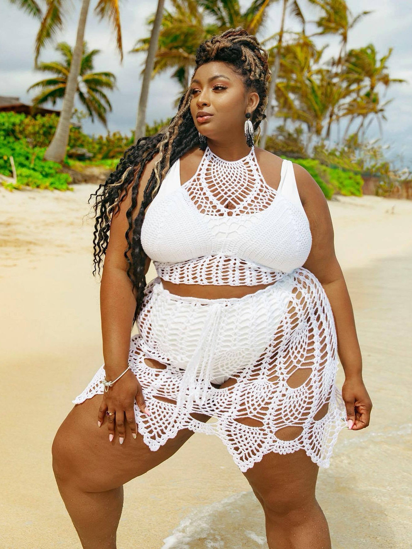Plus Size Knitted 2 Piece Swimsuit