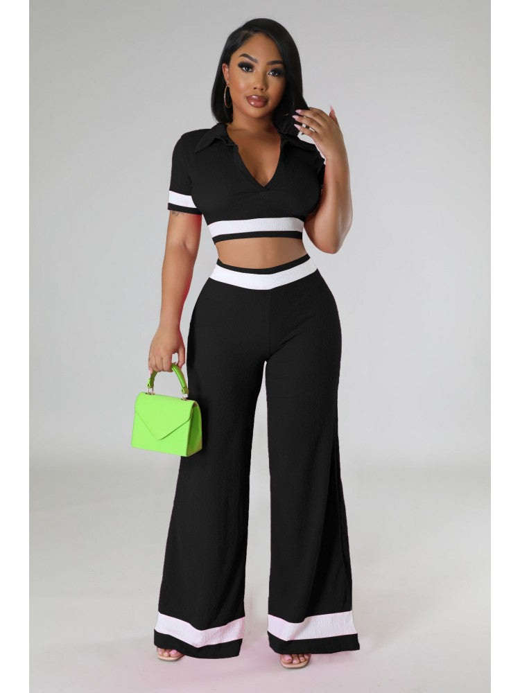 Contrast Color Trouser Set