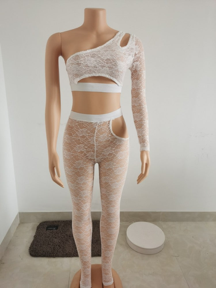 One Shoulder Mesh Set