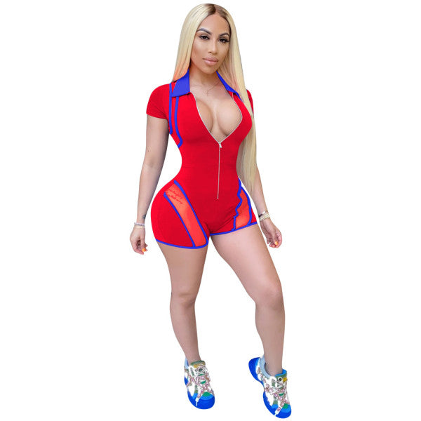 Race girl Collar Romper