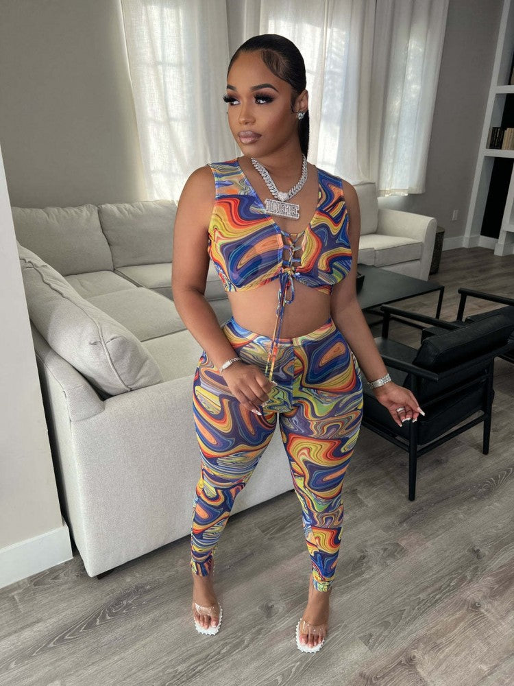 Orange Blue Crop Set