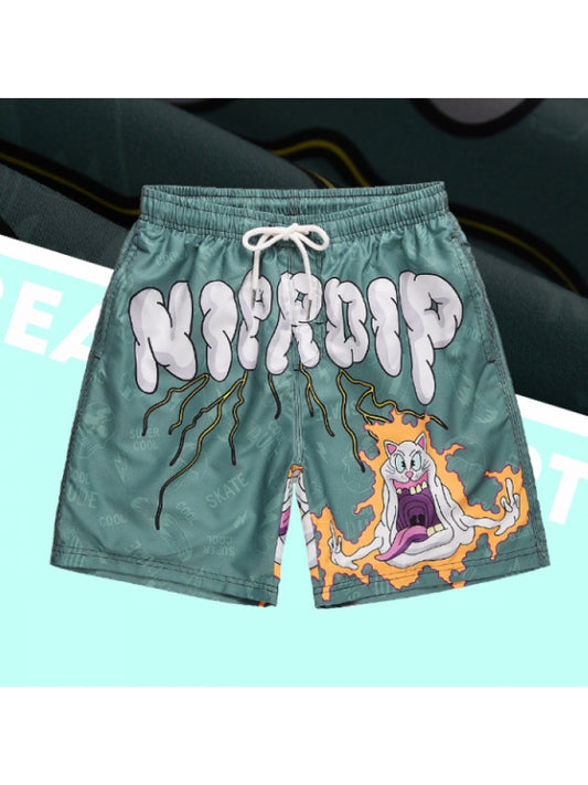 Graphic Drawstring Shorts